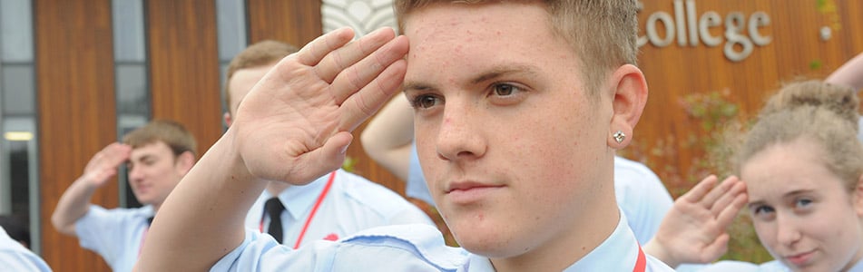 Student saluting